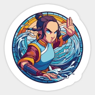 katara water tribe in battle position Sticker